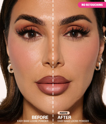 huda beauty mini loose powder-peach pie